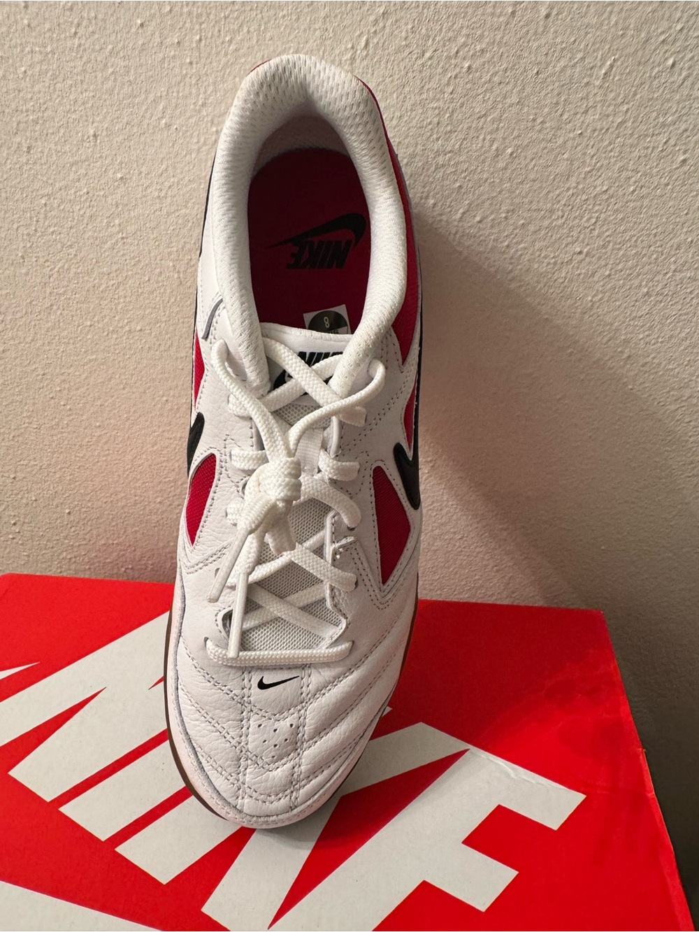 Nike White Red Black Soccer Cleat